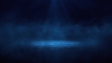 Animation Of Fog On A Black Background, Mystery Fog, Abstract Grey Smoke In Slow Motion, Dark Clouds Fog Slowly Flying. Realistic Drifting Smoke Clouds Fog Overlay With Light Spot On The Floor