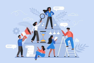 Wall Mural - People management and organizational structure for company concept. Modern vector illustration of people business team, businesswoman and office staff