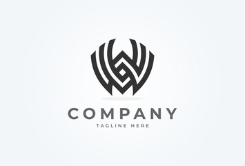 Initial VW or WV Logo. monogram logo design combination of letters W and V, Flat Vector Logo Design Template, vector illustration
