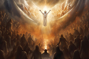 jesus returns with his all powerfull healing hands and disciples in heaven