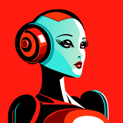 Sticker - woman robot