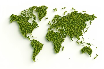 world map green grass surface isolated on a white background.
