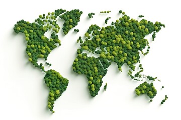 world map green grass surface isolated on a white background.