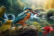 © kardaska - Kingfisher is relaxing on the rock.