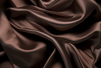 Brown silk fabric draped abstractly. 