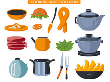 Cooking And Food Flat Icon Set. Flat Icon Set Vector.