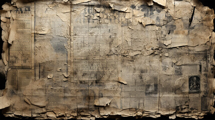 worn newspaper texture, old wall with newspaper