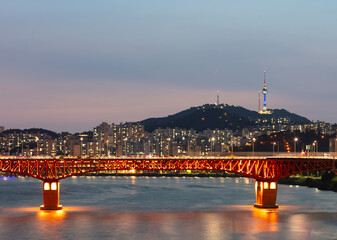 Wall Mural - Sunset Seoul City South Korea