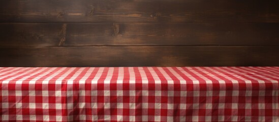 Aufkleber - A white, old, vintage wooden table is adorned with a red checkered tablecloth.