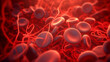 Leinwandbild Motiv 3d rendered medically accurate illustration of human blood cells,made with AI gereration