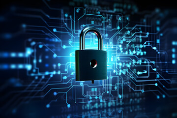 Wall Mural - Cybersecurity. master key with virtual graphic network diagram, digital online, cyber security, internet connection, social media, network security technology concept. Generative AI