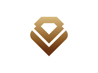 Sticker - luxury v diamond jewelry gold logo design