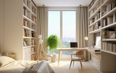 Wall Mural - modern bedroom with study area