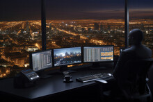 An Image Of A Technician Monitoring The Server Farm Remotely Using Advanced Monitoring Software Or Mobile Devices, Showcasing The Ability To Manage And Monitor The Infrastructure From Anywhere | ACTOR