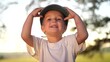 © maxximmm - portrait of a little boy in the park. close-up of a boy in nature. happy family child concept. happy boy smiling. cheerful sunshine close-up portrait of a little boy. child outdoors in the park