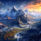 Fototapeta Do pokoju - photo illustration of beautiful mountain scenery