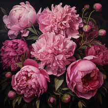 Close-up Of Flowers Pink Peonies . Beautiful Peony Flower For Catalog Or Online Store. Floral Shop Concept . Beautiful Fresh Cut Bouquet. Flowers Delivery Generative AI Technology