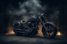 Skeleton Riding On Motorcycle. Generative AI