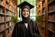 © Mohammad - Muslim Hijabi during graduation ceremony of University, graduation gown and hat, Women in STEM feminism