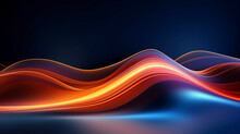 Dark Blue Digital Background And Lava Wave Liquid Shape In Middle, сolorful Abstract Background, Blue Background With Glowing Curvy Lines Illuminated With Fiery Light, Generative Ai