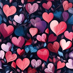 Wall Mural - Seamless valentine pattern with hearts. Vector illustration.