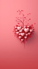 Wall Mural - Valentine's day background with hearts. 3d illustration.