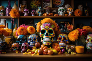 Wall Mural - The Day of the Dead a vibrant and festive occasion ai generated