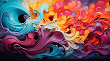 A Vibrant Technicolor Dreamscape Of Swirling Colors Glowing, Abstract Shapes, And Endless Possibilities