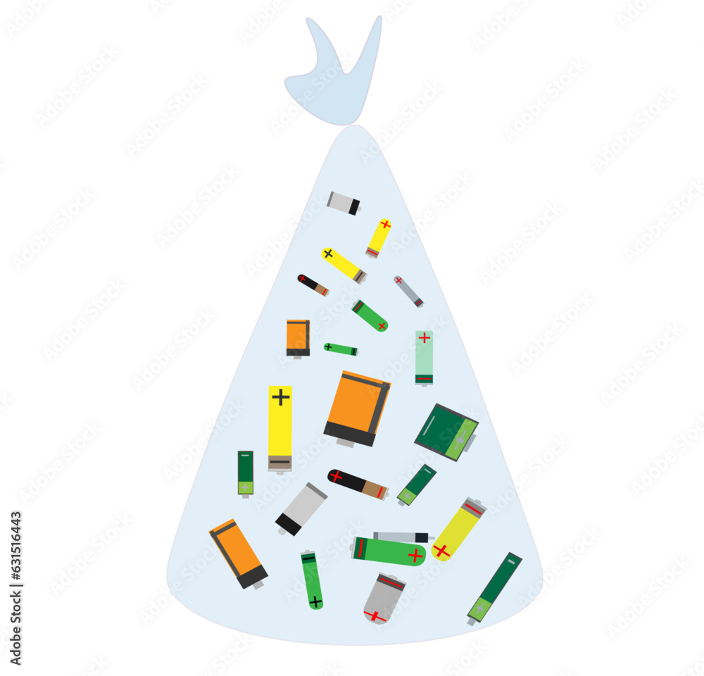 Waste segregation. Sorting garbage by material and type in colored ...