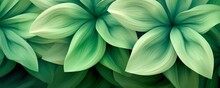 Abstract Green Flower Illustration As Panorama Background. Generative AI