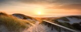 Fototapeta Mapy - Dunes along the North Sea at sunset, Germany, Generative AI