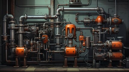 factory industrial pumps engineering machines for fantasy artwork steampunk wallpapers