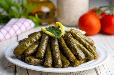 Traditional delicious Turkish foods; stuffed leaves (yaprak sarmasi)