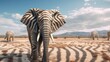 © sudipdesign - Elephant with zebra stripes.Generative AI
