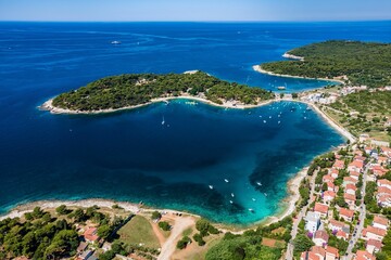 Poster - Aerial view of Pula, Croatia beach on a sunny summer day