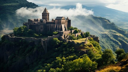 Wall Mural - Discovering Tatev Monastery in Armenia: Exploring the Rich History of an Ancient Monastery and Castle. Generative AI