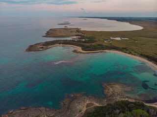 Wall Mural - Zenith view of the seacoast around Torre Guaceto in Puglia, Italy.