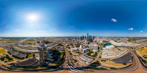 Wall Mural - Aerial drone 360 photo Reunion Tower Downtown Dallas Texas USA