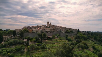 Poster - Aerial view of Saint Paul de Vence, French Riviera at dawn.