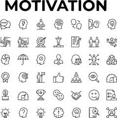 Set of positive thinking icon. Containing self-care, optimism, be loved, healthy lifestyle, happiness, positive mindset and more icons. Solid icon collection. Vector illustration.