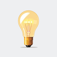 Sticker - Vector illustration of a glowing light bulb, against a white background