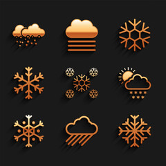 Canvas Print - Set Snow, Cloud with rain, Snowflake, snow and sun, and icon. Vector