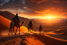 The Three Wise Men In The Desert With Their Camels