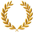 Gold / yellow laurel branches in a semicircle / arc. Laurel wreath. Isolated on a transparent background.