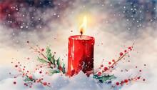 Abstract Christmas Candle With Copy Space