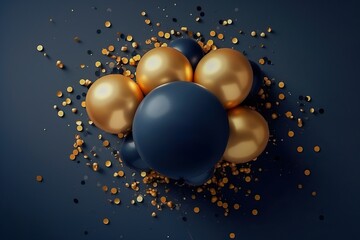 Wall Mural - Elegant blue and gold background, generative ai