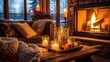 © thesweetsheep - Cozy fireplace and candle in warm house