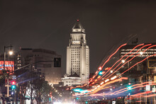 Downtown Los Angeles City Hall At Night