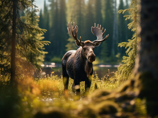 moose in its natural habitat, wildlife photography, generative ai