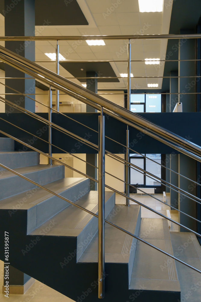 Stairwell in a modern building. Staircases as an emergency evacuation ...